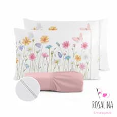 Kit Jogo de Cama Lençol Liso Fronha Estampada 400 Fios Micropercal Ponto Palito