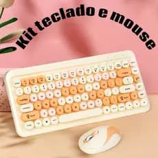 Teclado E Mouse Wireless Sem Fio Usb Bluetooth Teclas silenciosas e arredondadas