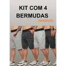 KIT 4 BERMUDAS MESCULINAS PLUS SIZE, TAMANHOS NOBRES -  MOLETOM ACADEMIA CASUAL LOTE DIA A DIA