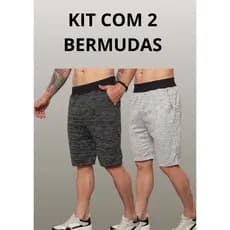 Kit 2 Bermudas Masculinas tamanhos NOBRES - PLUS SIZE 2 Bolsos Academia Confortável Treino Leve LOTE