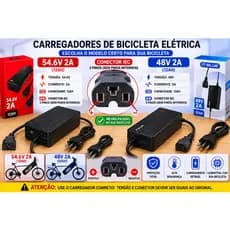 Carregador Fonte  54.6v 48v  2a Para Bicicleta Elétrica Duos Compatível com bateria de lítio