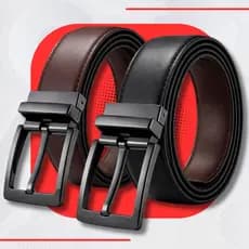 Cinto Masculino Social Dupla Face Preto Marrom em Couro Sintético Resistente Ajustável Moda Elegante