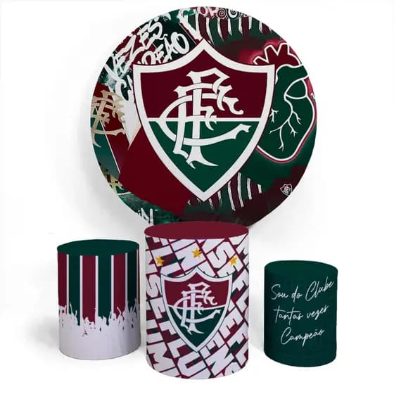 Kit Festa Painel Decorativo Capa Com Elástico E Capa Cilíndro Personalizado Aniversario Temático Time De Futebol