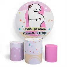 Kit Painel Decoração Chá de Bebê Positivo Festa RN Redondo Capa Veste Fácil E Capa Trio Cilíndro Personalizada