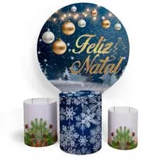 Kit Painel Decoração Redondo Capa Veste Feliz Natal Natal Fácil E Capa Trio Cilíndro Personalizado Festa De Aniversário