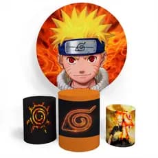 Kit Painel Evento Decorativo Divertido Naruto Anime Manga Rasengan Painel Redondo + Trio Completo Alta Qualidade Premium