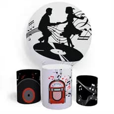 Kit Painel Evento Flashback Anos 80 Festa Retrô Decorativo Divertido Painel Redondo+Trio Completo Alta Qualidade Premium