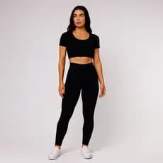 Conjunto Fitness Feminino Casual Esportivo Top Manga