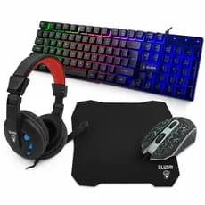 Teclado Gamer Semi Mecanico Incluso fone de ouvido mousepad mouse premium cor preta