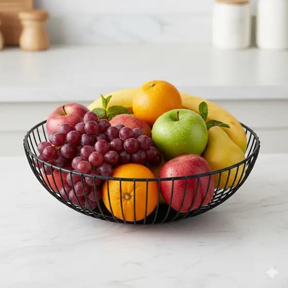 Fruteira Metal Preto 28cm Cesto Organizador Decorativo Cozinha