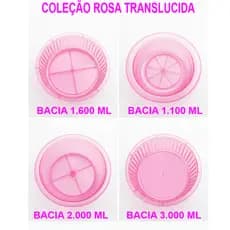 Conjunto de Bacias Plásticas Rosa Translúcido Premium - Kit com 04 bacias Resistentes