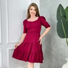 Vestido Três Marias Babado Moda Evangelica Rodado Manga Princesa Bufante Elegante