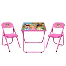 Mesa Infantil com 2 Cadeiras Dobráveis Açomix Fantasia Aço Carbono Colorido