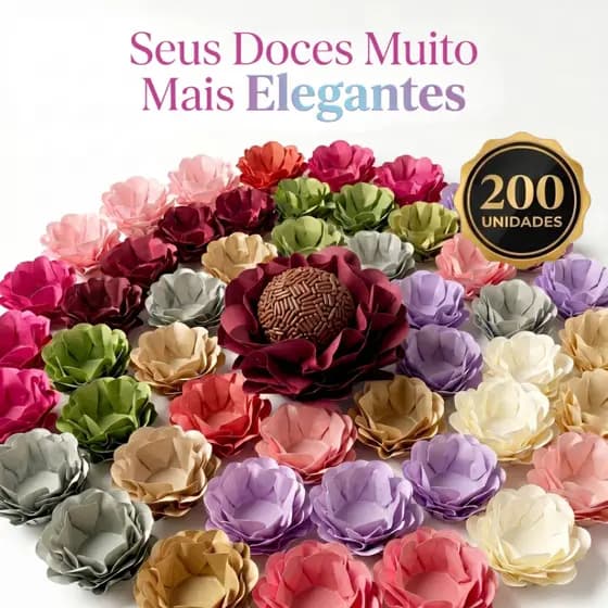 Kit 200 und Forminhas de Doces Finos Flor Luxo para Festa Casamento/Aniversário