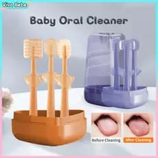 Escova de Dente Infantil silicone para bebê 3 unidades c/ estojo Recém-Nascido Língua Limpeza Oral