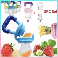 Chupeta Alimentadora Mordedor Bebê De Silicone Porta Fruta Com 2 Bico De Macio Substituir