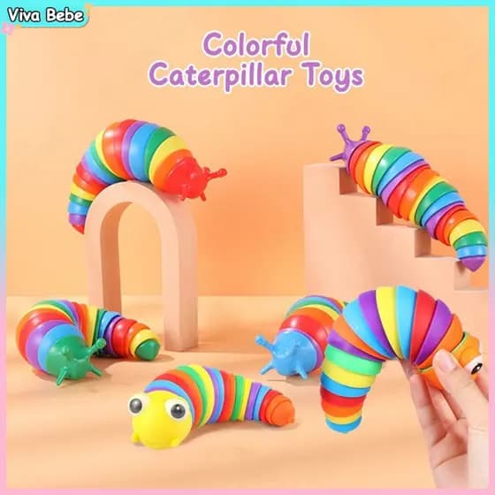 Brinquedo Lesma 3D Sensorial Colorida Articulado Largata Minhoca para Liberação Feliz De Pressão