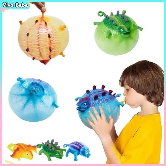 Crianças Engraçado Soprando Animais Inflar Dinossauro Ventilação Bolas Antiestresse Balão Brinquedos Para Presente