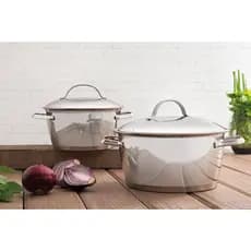 Jogo de Panelas Tramontina Allegra Aço Inox Fundo Triplo Tampas de Inox 2 Peças