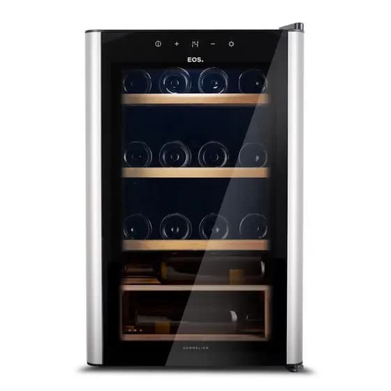 Adega Climatizada 22 Garrafas EOS Premium com Porta de Vidro e Inox Prateleira de Madeira com Compressor EAC24IM 110V