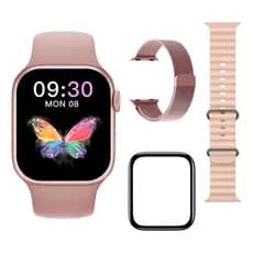 Relógio Smartwatch Inteligente Hw68 41mm Série 8 Com Caixa Rose Milanês