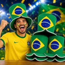 Cartola Chapéu Copa Do Mundo Brasil Tecido Bandeira Hexa
