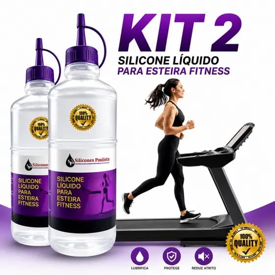 KIT 2 Silicone de Esteira 300ml Lubrificante Academia Exercicios 100% Puro Liquído