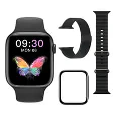 Smartwatch Hw68 Mini Preto 41mm Amoled Nfc 2 Pulseiras E Proteção Tela Milanês