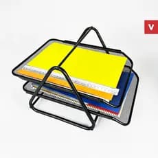 Organizador de Mesa A4 em Aço Telado Preto com 2 ou 3 Bandejas