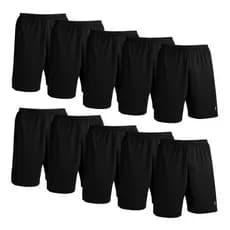 Kit 10 Calção de Futebol Reforçado Masculino Treino Academia Preto G - Jotaz