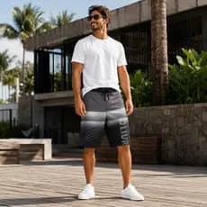Kit 5 Bermuda Masculina Tactel Com Elastano Academia Festa Dry Fit Estampada Com Bolso Ziper Adulto Algodao Inverno Frio