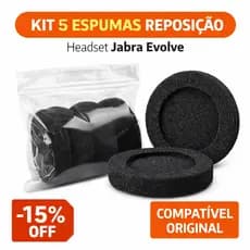 Kit 5 Espumas Headset Jabra Evolve 20 30 40 65 Almofadas Auriculares Reposição Conforto