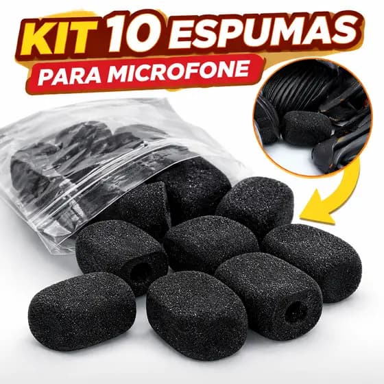 Kit 10 Espumas Microfone Intercomunicador Moto Capacete Universal Anti Ruído Vento Alta Qualidade