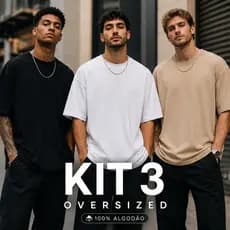 Kit 3 Camiseta Oversized Lisa Masculina Algodão Streetwear