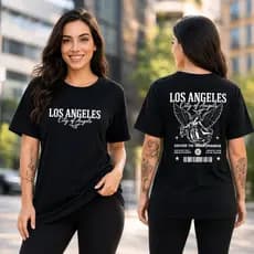 Camiseta Feminina Oversized Los Angeles 100% Algodão