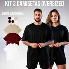 Kit 3 Camiseta Oversized Lisa Masculina Algodão Streetwear Unissex