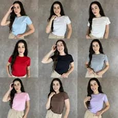 Camiseta Feminina Baby Look Lisa 100% Algodão