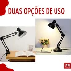 Luminária de Mesa Pixar Escritório Abajur Articulada Com Garra E Base Preto Branca 110v/220v!!