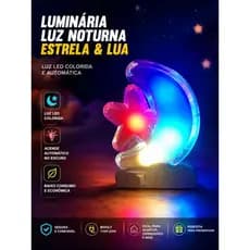 Abajur Lua & estrela Tomada Led Quarto Criança Bebe Luz Noturna