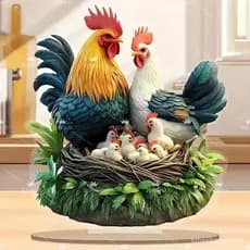 Grandes Ornamentos Planos de Galo, Galinha e Pintinho Exquisitos para Armário de TV na Sala de Estar, Presente de Alta Q