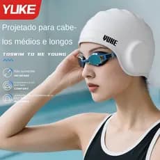 Touca de natação de silicone impermeável com circunferência de cabeça grande KJ2333