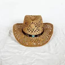 Chapéu De Palha Jeans Ocidental Estilo Étnico Sol Praia KJ2796