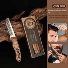 Pente De Barba De Metal Madeira Maciça Dobrável Portátil Estilo De Cabelo KJ2377