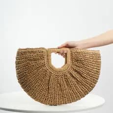 Bolsa Feminina De Palha Artesanal , De Praia À Beira-Mar Para Mãe , Viagem Ao Ar Livre KJ3158