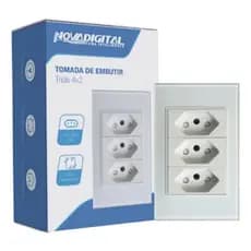 Tomada Tripla Novadigital Compatível 10a E 20a 3 Pinos 3 Tom