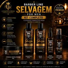 Kit Barba e Cabelo Masculino Completo Shampoo Balm Óleo Modelador Perfume Selvagem | Cosmética Prime