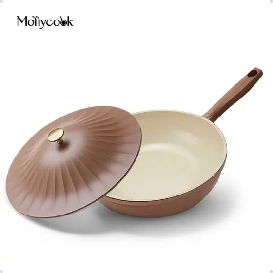 Panela Wok Cerâmica Antiaderente 32cm Mollycook Indução Gás