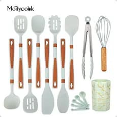 Conjunto de Utensílios de Cozinha de Silicone Kit 12 Peças Colheres De Silicone