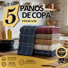 Kit 5 e 3 Panos De Prato Copa Cozinha Atoalhado Felpudo 100% Algodão Colorido - Xadrez