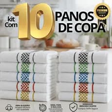 KIT 10 Pano de Copa prato Atoalhado Jacquard Premium Sortido 45x70 Cm 100% Algodão - Cozinha